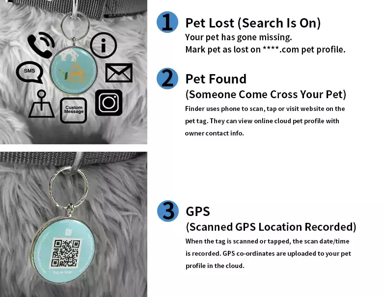 NFC RFID pet tag RFID waterproof NFC pet tag with QR code dog tag